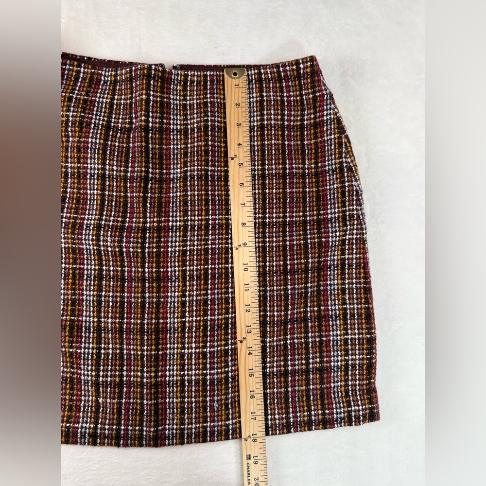Loft Outlet Tweed Multicolor Mini Skirt Size 6 Womens Brown And Red Burgundy - Picture 2 of 8